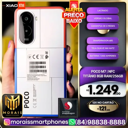 Poco M7 256GB | 8GB RAM - Preto, Azul - GARANTIA 03 MESES | NOVO | ENTREGA IMEDIATA |
