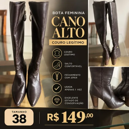 Bota de couro feminina