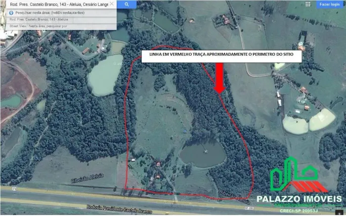 ÁREA COM 266.000,00M2 FRENTE Á RODOVIA CASTELO BRANCO CESÁRIO LANGE KM 141