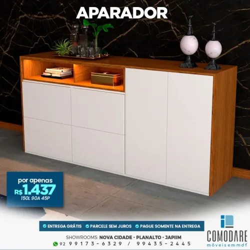 Aparador 4 Portas com Nichos 150cm por R$ 1.437