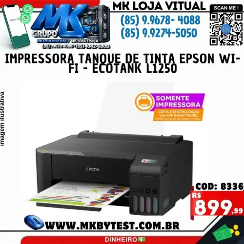 Impressora Tanque de Tinta Epson Wi-Fi - Ecotank L1250