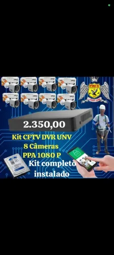 Kit CFTV UNV 8 canais , 8 câmeras PPA 1080 p