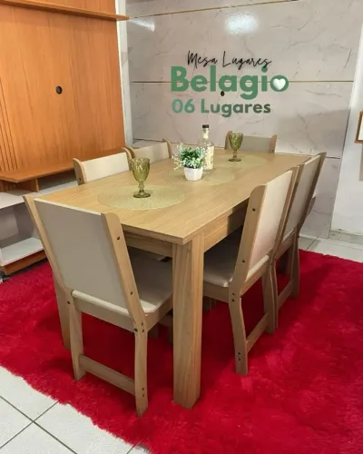 Sofisticação e Espaço Perfeito: Mesa de Jantar Bellagio Poliman com 6 Cadeiras Clara