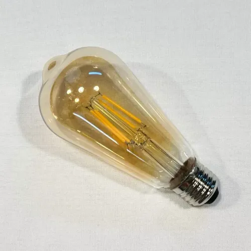 Lâmpada LED Filamento Vintage ST64 4W E27 Luz Âmbar 2400K Retrô Edison