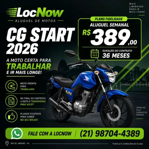 Aluguel Honda CG Start 2026 | Plano Fidelidade