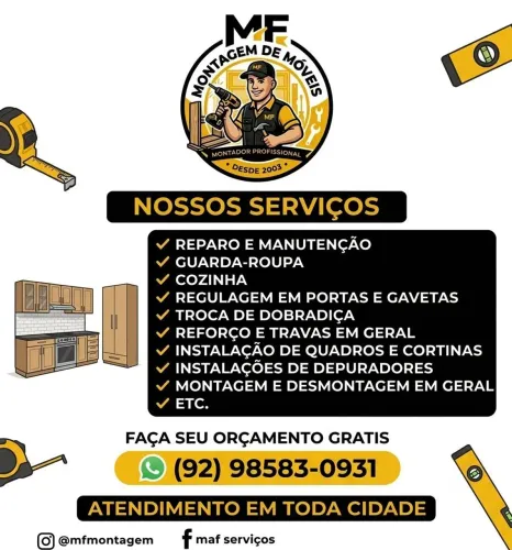 Montador de móveis, instalações de suportes