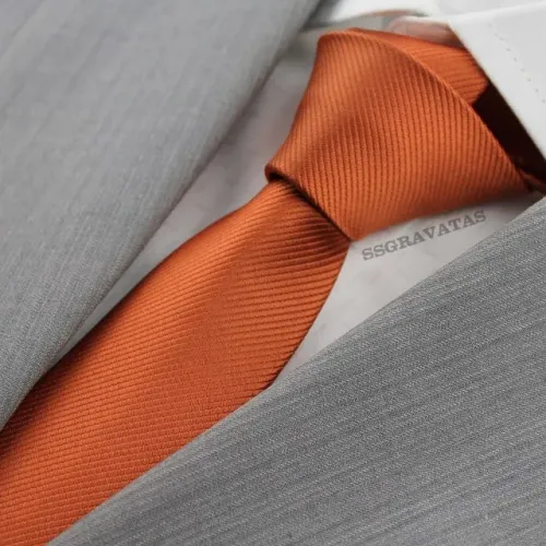 Gravata Terracota Slim Gr466 Casamento Padrinhos Formatura Congressos Uniforme Eventos