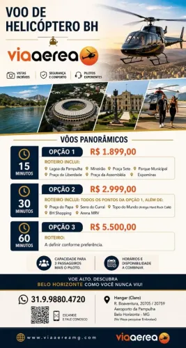 Passeio panorâmico de Helicóptero exclusivo em BH