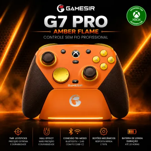 GAMESIR G7 PRO LARANJA | Hall Effect + TMR + Botões Mecânicos, para PC/XBOX - NOVO LACRADO