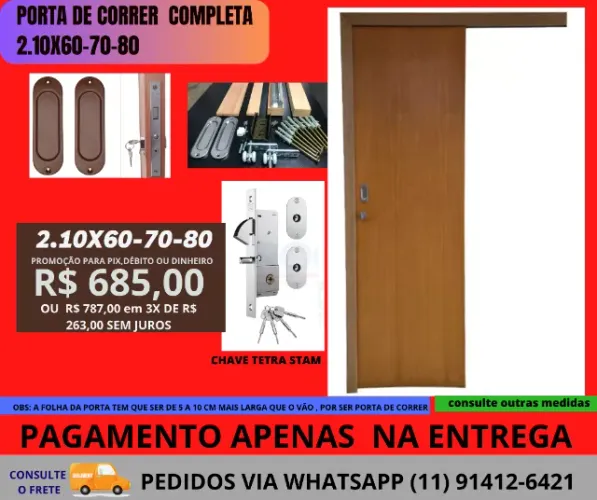 Kit 520 porta de correr - com ferragens