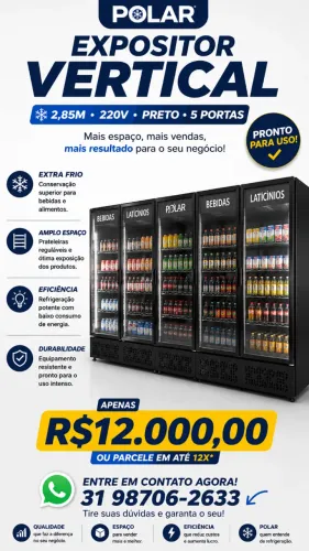 EXPOSITOR VERTICAL 2,85M 220V PRETO SEMI NOVO OPORTUNIDADE