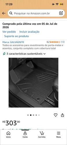 Tapete para carro tipo bandeja