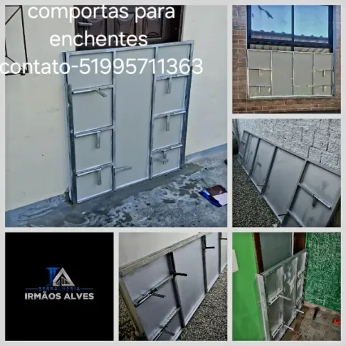 Comportas para enchentes, Portões, Grades, Escadas, Alpendre, Corrimões.