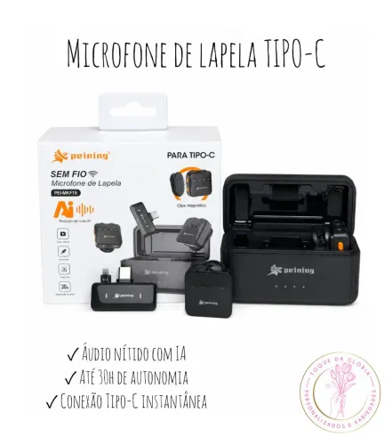 Microfone de lapela TIPO-C
