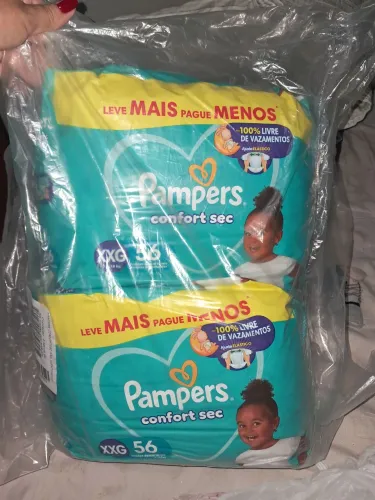 Fralda pampers 56 unidades, 2 pacotes.