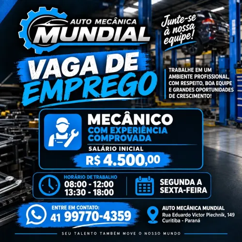 Vaga para mecânico com experiência