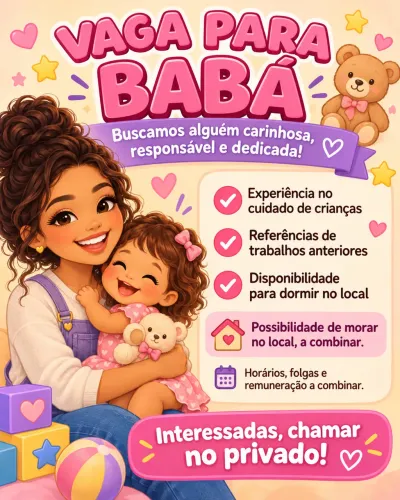 Vaga babá preferencia para morar