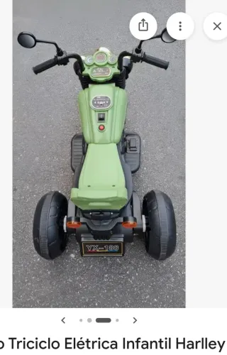 Moto Triciclo Elétrica Infantil Harlley Com 2 Motores som e led