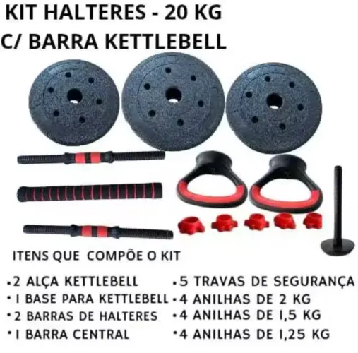 Kit de Halteres 20kg academia em casa 