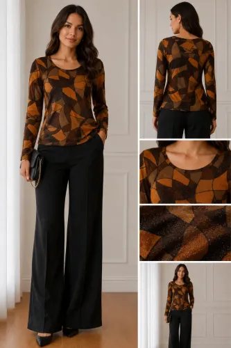 Bazar | Blusa Feminina Estampada Manga Longa Tam P