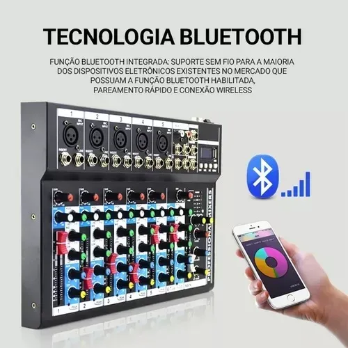 Profissional Mesas Som Vda107l Mixer Bluetooth 7 Canais