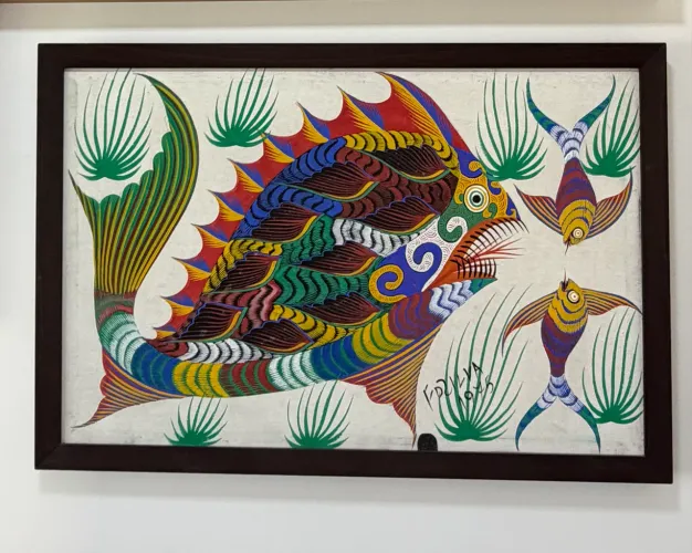 Francisco da Silva - quadro peixes acrílica sobre tela colorido