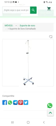 Suporte para soro esmaltado