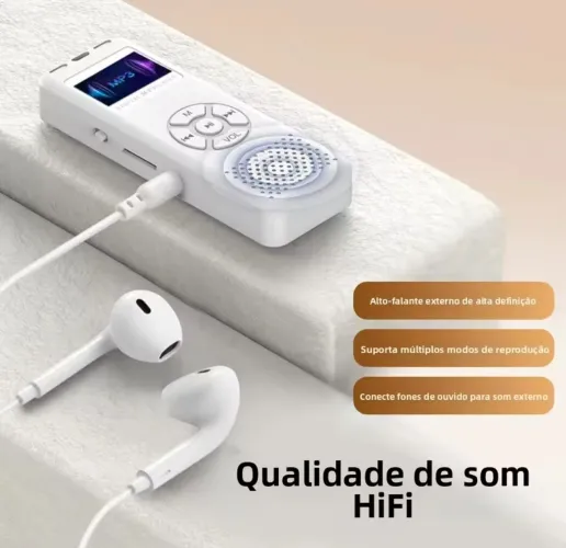 MP3 Player com Led digital, gravador de voz, rádio