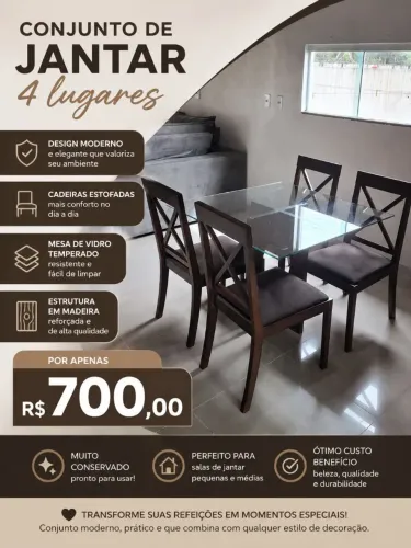 Conjunto de jantar 4 lugares 