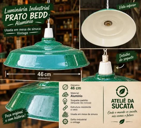 Luminária Industrial Prato Bedd Alumínio