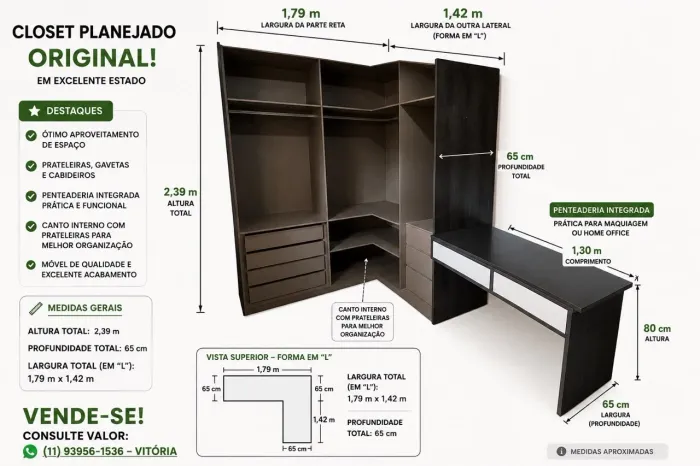 CLOSET PLANEJADO - ABERTO A NEGOCIAÇÃO