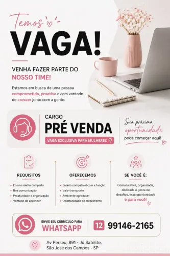 VAGA ABERTA | PRÉ-VENDAS - SDR