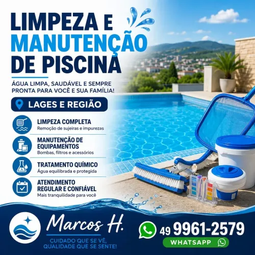 Manutenção e Limpeza de Piscinas. 