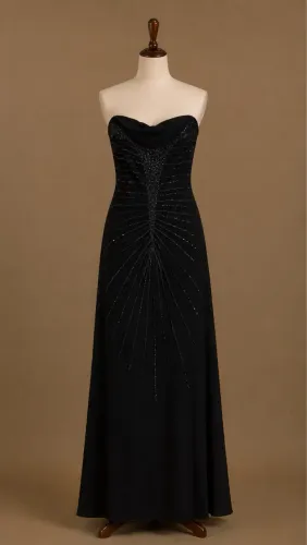 Vestido Preto Longo com Pedrarias