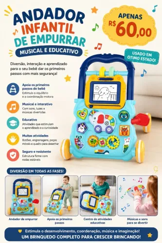 Andador infantil de empurrar musical educativo 