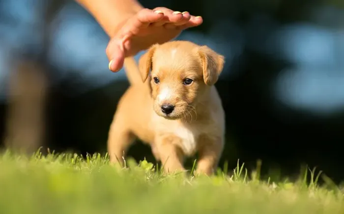 Doa-se filhote fêmea de cão mestiço, um mês de idade