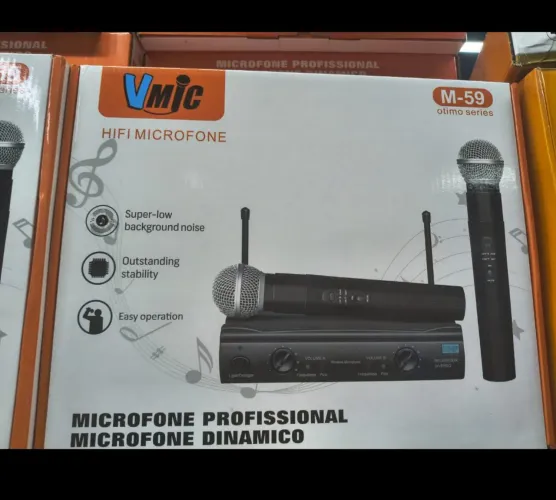 Microfone profissional recarregável duplo 