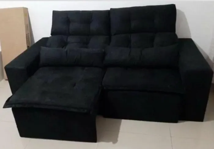 Sala sofá retrátil tecido Suede