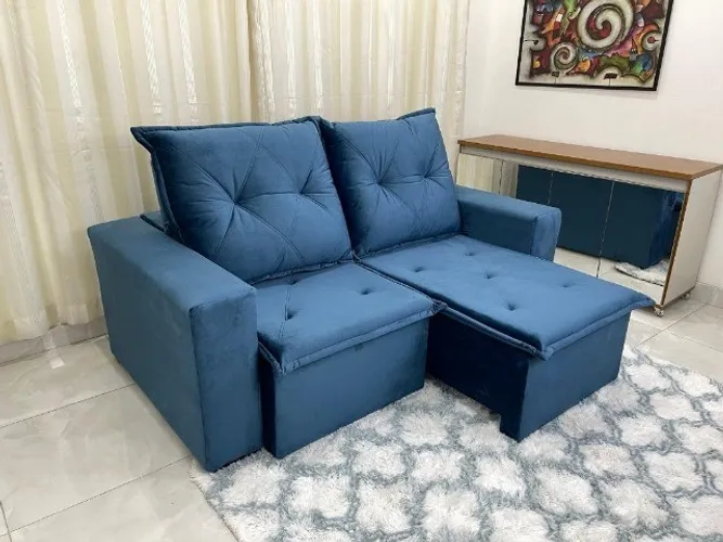 Sofá Retrátil Reclinável Vogue 1.80m Azul Até 12x - Frete Grátis
