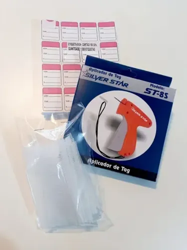 Kit Aplicador. contem, aplicador laranja, 500 tag e 1000 Etiquetas Cartão cor aleatoria.