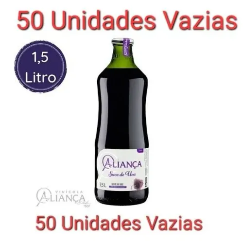 50 Garrafas De Vidro Verde Vazias De Suco De Uva Aliança Aurora Garibald- Leia A Descrição