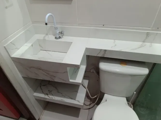 Pia de banheiro em porcelanato