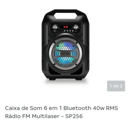 Caixa de som Multilaser SP 256 bluetooth USB FM Bat recarregável 40w