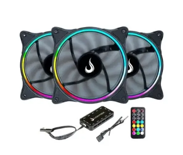 Kit Com 3 Ventoinhas Rise Mode Laser, 120mm, ARGB