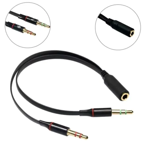 Cabo Adaptador p3 fêmea para 2 p2 macho Fone e Microfone