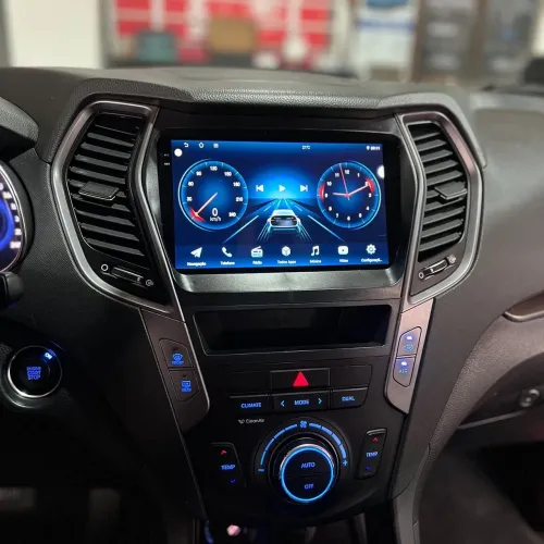 Multimídia Android Tela 9 polegadas Carplay sem fio Android auto Hyundai Santa f e