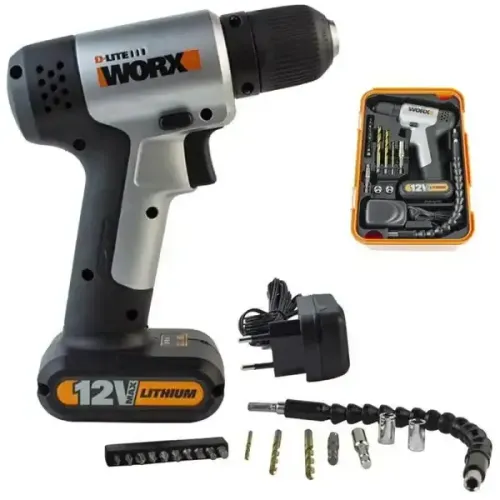 Furadeira Parafusadeira 12V com Kit 18 Acessórios WX104.1 Bivolt-WORX