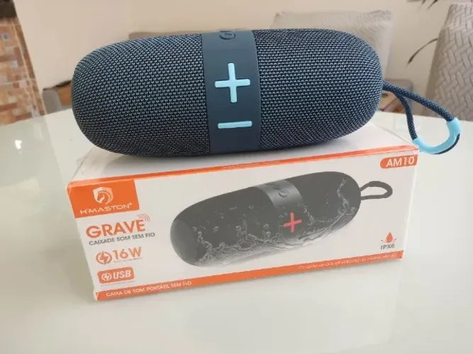 Caixa Som H'Maston AM10 Azul USB Bluetooth Prova D'água