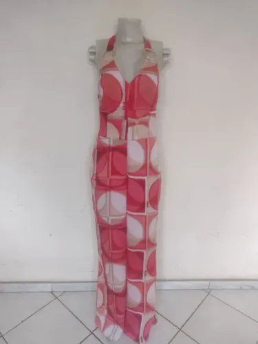 Macacão frente única longo estampado