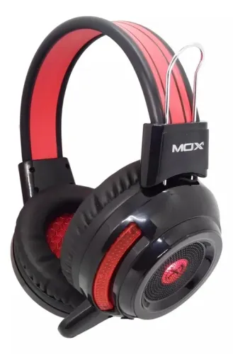 Fone Gamer Com Microfone P2 Headset Preto Led Mox Mogh700 Cor da luz Vermelho